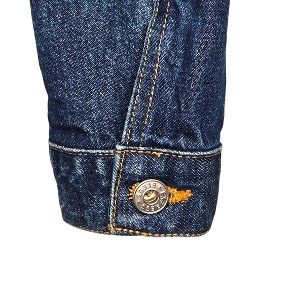 Express Bleus Womens Vintage Classic Dark Wash Denim Jean Jacket Size Small - Picture 8 of 11